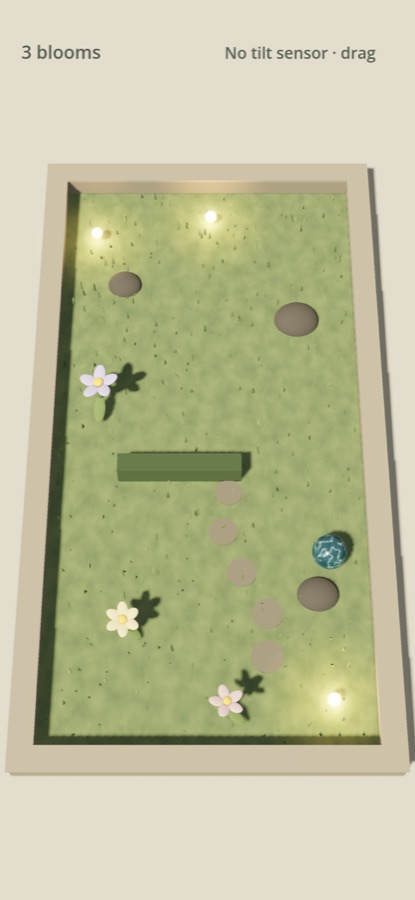 Marble Garden: a glassy marble in a walled garden with flowers blooming where seeds were